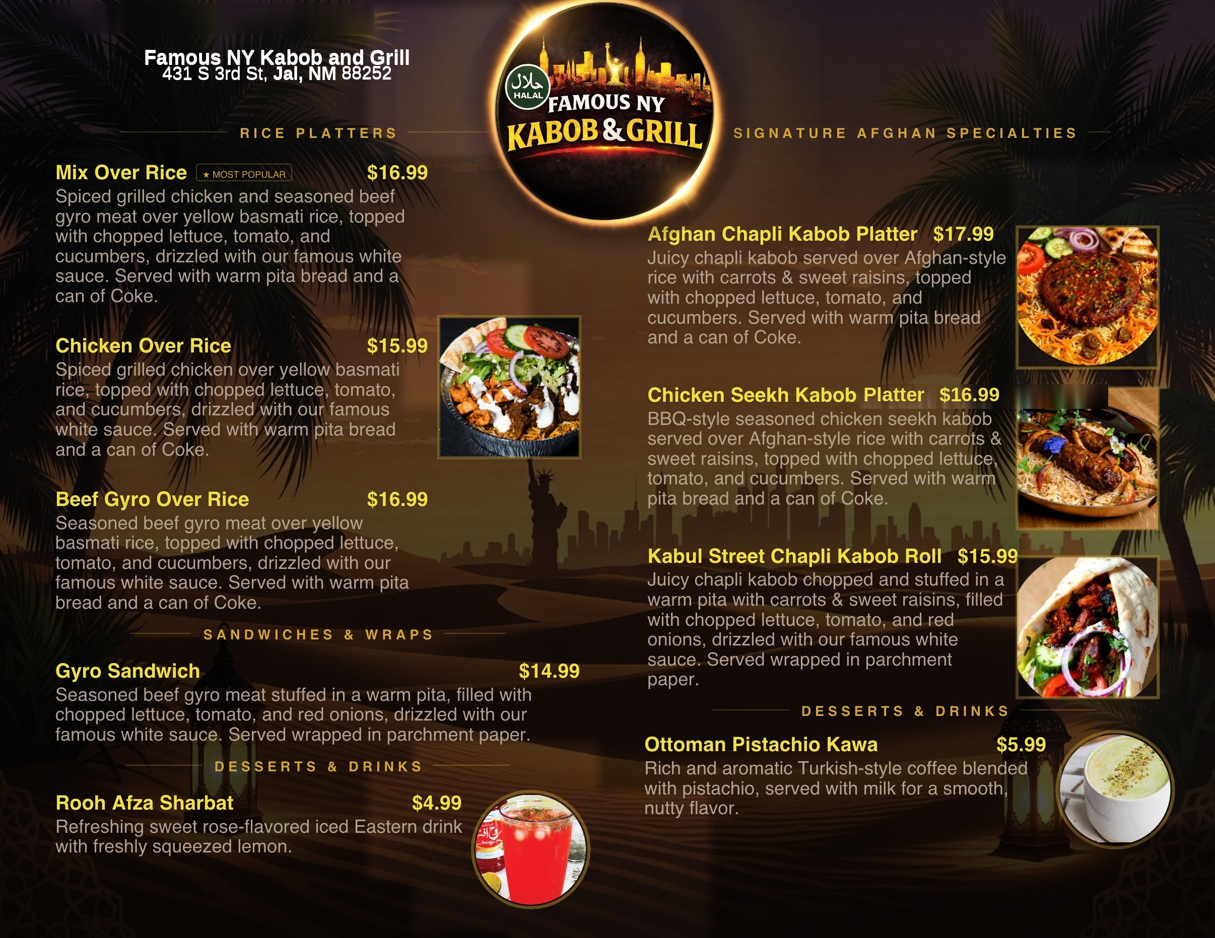 Famous NY Kabob & Grill Full Menu